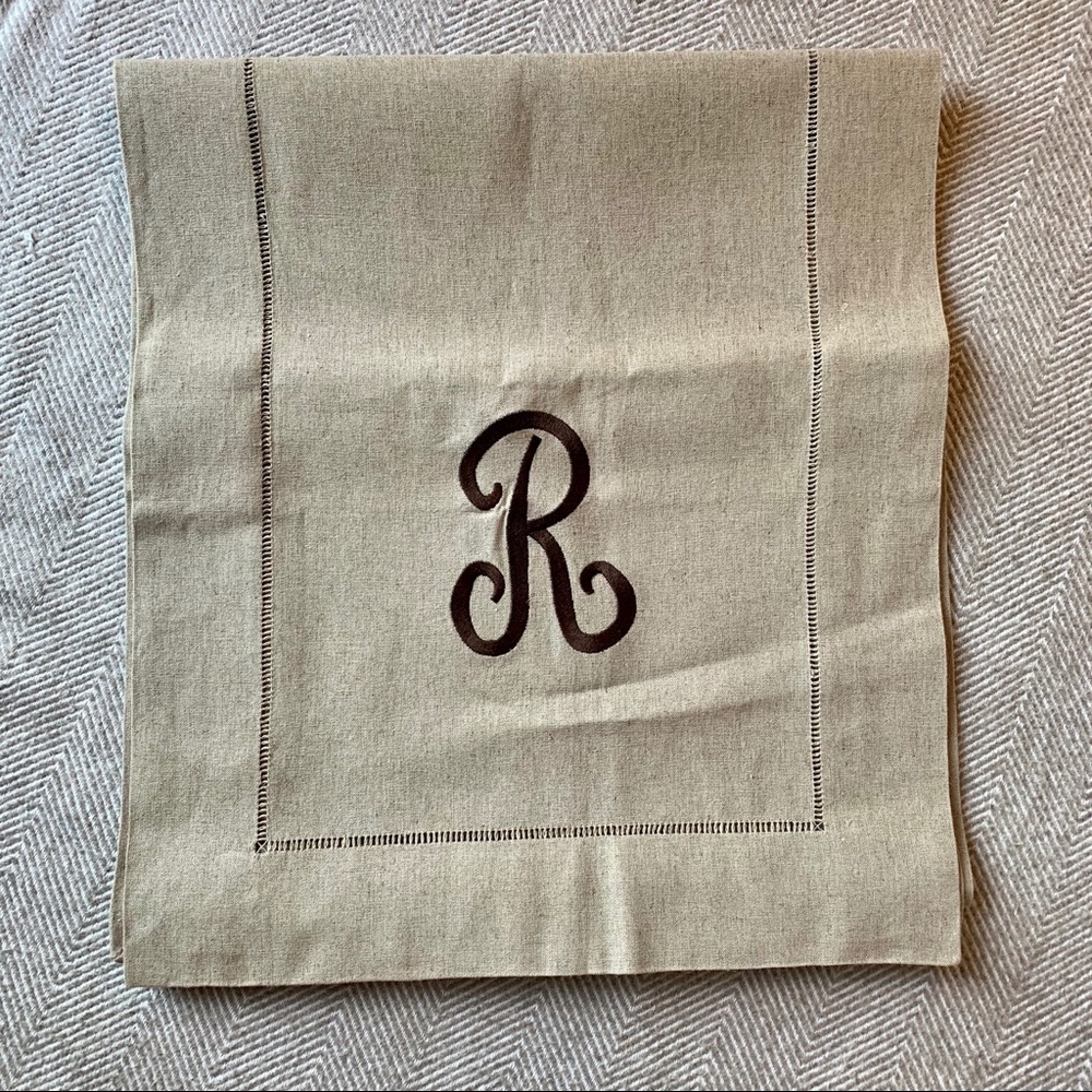 NWT Handmade R Embroidered Linen Table Runner